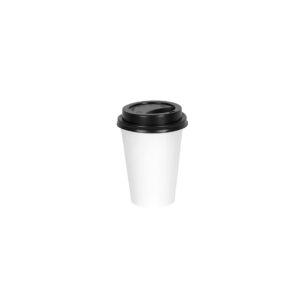 GOBELET À CAFÉ BLANC 8oz AVEC COUVERCLE NOIR