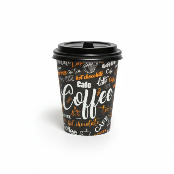GOBELET À CAFÉ 8oz AVEC COUVERCLE NOIR 52